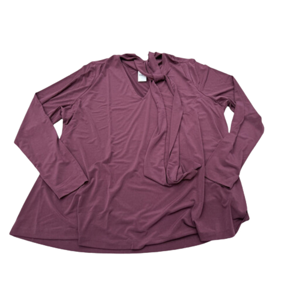 Lane Bryant Womens 18/20 Maroon Long Sleeve Tie Neck Career‎ Blouse Top NWT